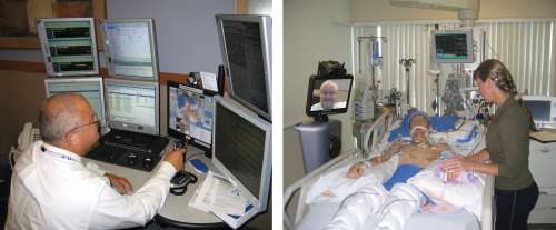 A doctor visits an ICU patient via the robot